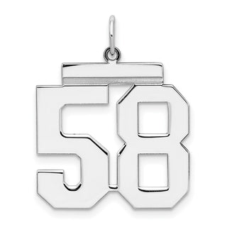 Sterling Silver Rhodium-plated Large Polished Number 58 Charm
