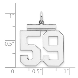 Sterling Silver Rhodium-plated Large Polished Number 59 Charm