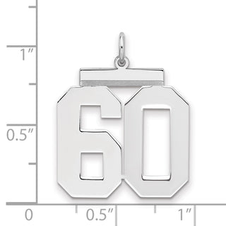 Sterling Silver Rhodium-plated Large Polished Number 60 Charm