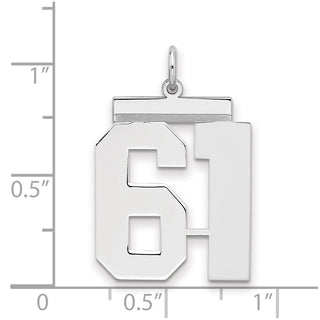 Sterling Silver Rhodium-plated Large Polished Number 61 Charm
