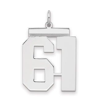 Sterling Silver Rhodium-plated Large Polished Number 61 Charm