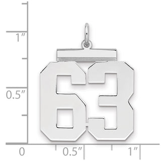 Sterling Silver Rhodium-plated Large Polished Number 63 Charm