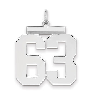 Sterling Silver Rhodium-plated Large Polished Number 63 Charm