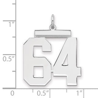 Sterling Silver Rhodium-plated Large Polished Number 64 Charm