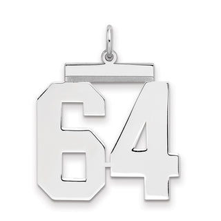 Sterling Silver Rhodium-plated Large Polished Number 64 Charm