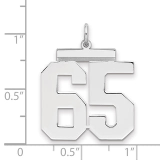 Sterling Silver Rhodium-plated Large Polished Number 65 Charm