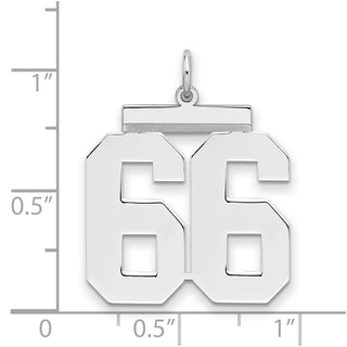 Sterling Silver Rhodium-plated Large Polished Number 66 Charm