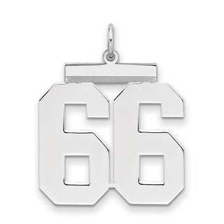 Sterling Silver Rhodium-plated Large Polished Number 66 Charm