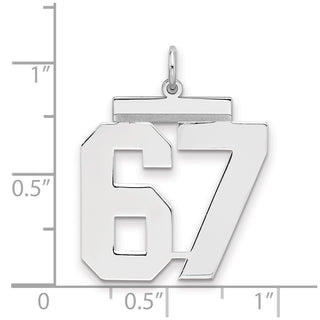 Sterling Silver Rhodium-plated Large Polished Number 67 Charm