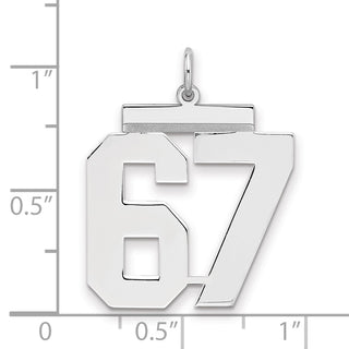 Sterling Silver Rhodium-plated Large Polished Number 67 Charm