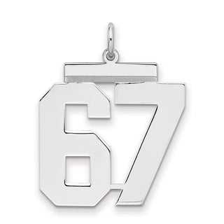 Sterling Silver Rhodium-plated Large Polished Number 67 Charm