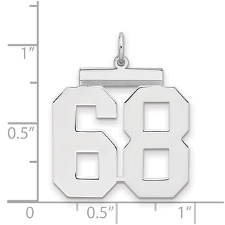 Sterling Silver Rhodium-plated Large Polished Number 68 Charm