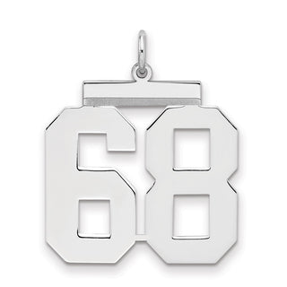 Sterling Silver Rhodium-plated Large Polished Number 68 Charm