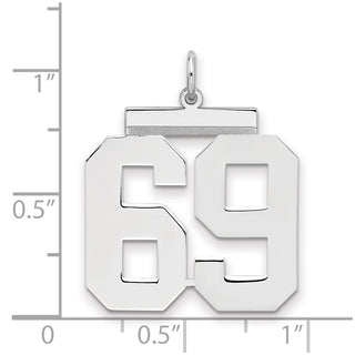 Sterling Silver Rhodium-plated Large Polished Number 69 Charm