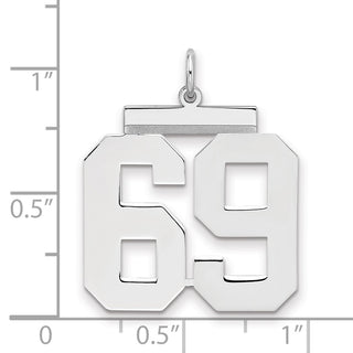Sterling Silver Rhodium-plated Large Polished Number 69 Charm