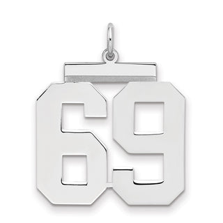 Sterling Silver Rhodium-plated Large Polished Number 69 Charm