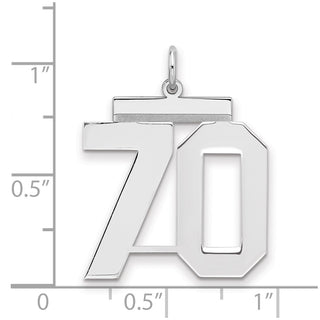 Sterling Silver Rhodium-plated Large Polished Number 70 Charm