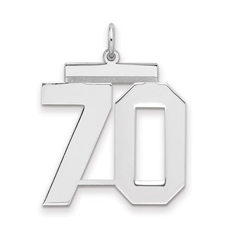 Sterling Silver Rhodium-plated Large Polished Number 70 Charm