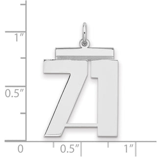Sterling Silver Rhodium-plated Large Polished Number 71 Charm