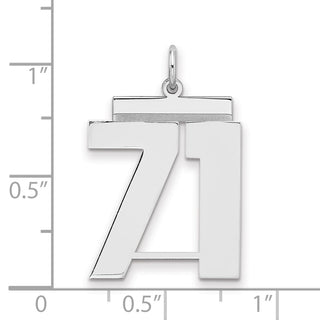 Sterling Silver Rhodium-plated Large Polished Number 71 Charm