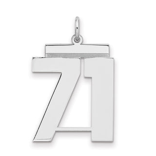 Sterling Silver Rhodium-plated Large Polished Number 71 Charm