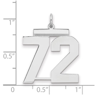 Sterling Silver Rhodium-plated Large Polished Number 72 Charm