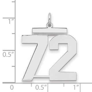Sterling Silver Rhodium-plated Large Polished Number 72 Charm