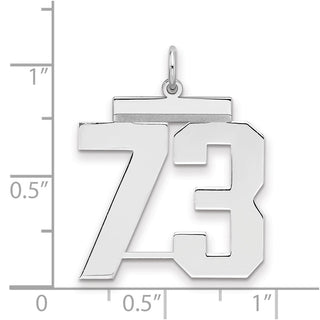 Sterling Silver Rhodium-plated Large Polished Number 73 Charm