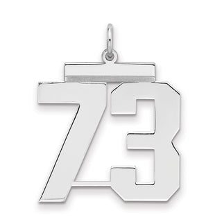 Sterling Silver Rhodium-plated Large Polished Number 73 Charm