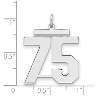 Sterling Silver Rhodium-plated Large Polished Number 75 Charm