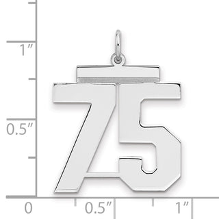 Sterling Silver Rhodium-plated Large Polished Number 75 Charm