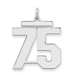 Sterling Silver Rhodium-plated Large Polished Number 75 Charm