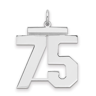 Sterling Silver Rhodium-plated Large Polished Number 75 Charm