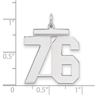Sterling Silver Rhodium-plated Large Polished Number 76 Charm