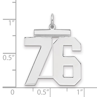 Sterling Silver Rhodium-plated Large Polished Number 76 Charm