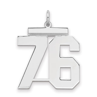 Sterling Silver Rhodium-plated Large Polished Number 76 Charm