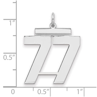 Sterling Silver Rhodium-plated Large Polished Number 77 Charm