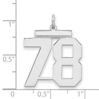 Sterling Silver Rhodium-plated Large Polished Number 78 Charm