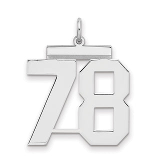 Sterling Silver Rhodium-plated Large Polished Number 78 Charm