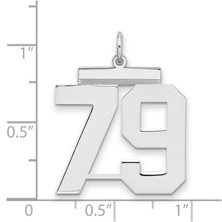 Sterling Silver Rhodium-plated Large Polished Number 79 Charm