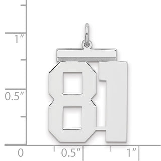 Sterling Silver Rhodium-plated Large Polished Number 81 Charm