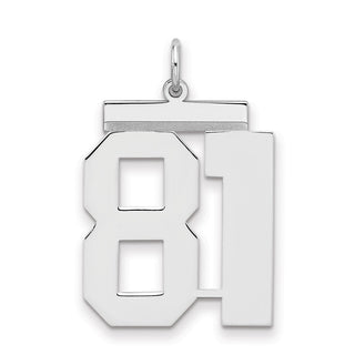 Sterling Silver Rhodium-plated Large Polished Number 81 Charm