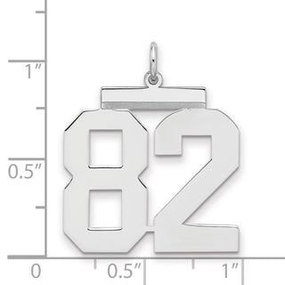 Sterling Silver Rhodium-plated Large Polished Number 82 Charm