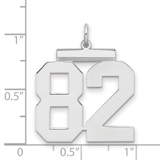 Sterling Silver Rhodium-plated Large Polished Number 82 Charm