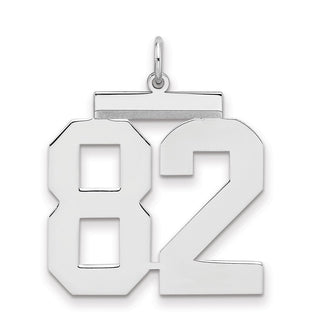 Sterling Silver Rhodium-plated Large Polished Number 82 Charm
