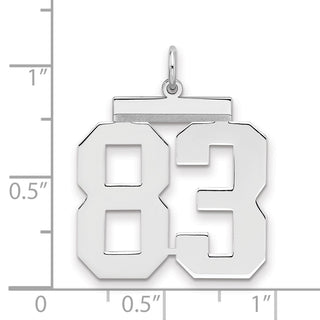 Sterling Silver Rhodium-plated Large Polished Number 83 Charm