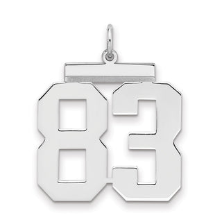 Sterling Silver Rhodium-plated Large Polished Number 83 Charm