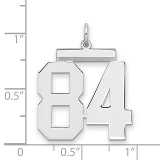 Sterling Silver Rhodium-plated Large Polished Number 84 Charm