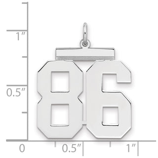 Sterling Silver Rhodium-plated Large Polished Number 86 Charm