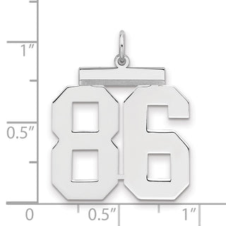 Sterling Silver Rhodium-plated Large Polished Number 86 Charm